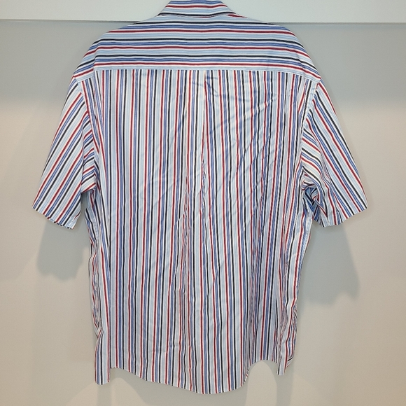 🍉 Jos A Bank Red White Blue Striped Cotton Shirt - Picture 3 of 4